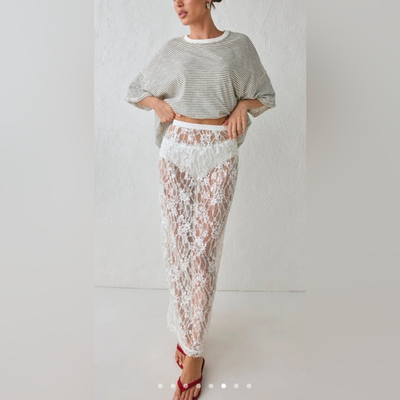 DEVYN SEQUIN MIDI SKIRT WHITE - Picture 2 of 8